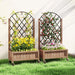Wooden Planters with Diamond-Shaped Trellis | Four Wheels and Steel Back Grid - Little and Giant Explorers Outsunny