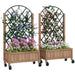 Wooden Planters with Diamond-Shaped Trellis | Four Wheels and Steel Back Grid - Little and Giant Explorers Outsunny