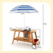 Wooden Play Trolley with Umbrella, Oven and Sink - Little and Giant Explorers Costway