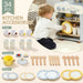 Wooden Play Kitchen – Blue and White | 32-Piece Dishwasher and Sink Set AIYAPLAY - Little and Giant Explorers AIYAPLAY