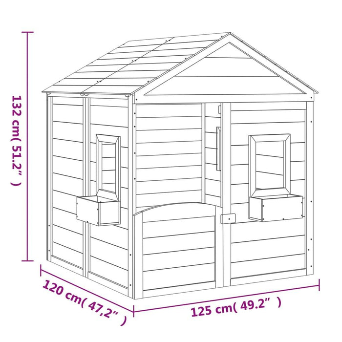 Playhouse with Lockable Door and Flower Pots in Solid Wood Fir and Dark Grey - Little and Giant Explorers vidaXL