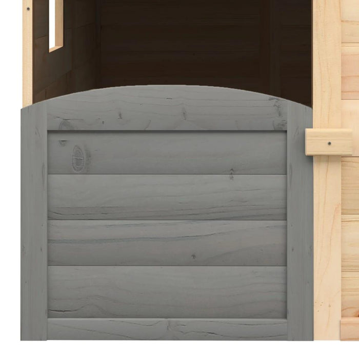 Playhouse with Lockable Door and Flower Pots in Solid Wood Fir and Dark Grey - Little and Giant Explorers vidaXL