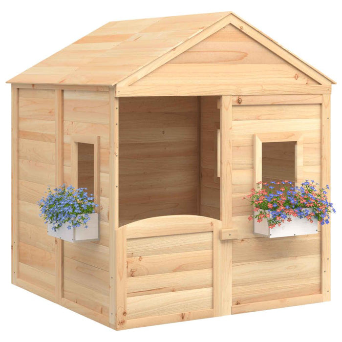 Playhouse with Lockable Door and Flower Pots in Solid Wood Fir - Little and Giant Explorers vidaXL