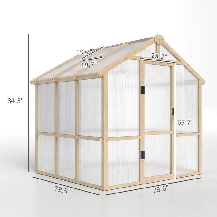 Walk-in Wooden Greenhouse with Lockable Door (6.6 x 6FT) - Little and Giant Explorers Outsunny