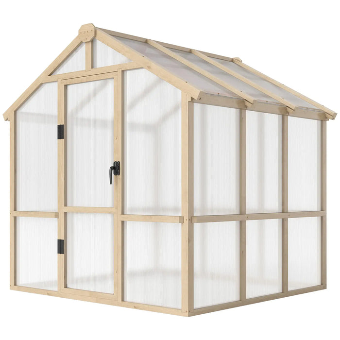 Walk-in Wooden Greenhouse with Lockable Door (6.6 x 6FT) - Little and Giant Explorers Outsunny