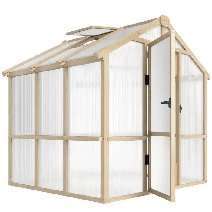 Walk-in Wooden Greenhouse with Lockable Door (6.6 x 6FT) - Little and Giant Explorers Outsunny