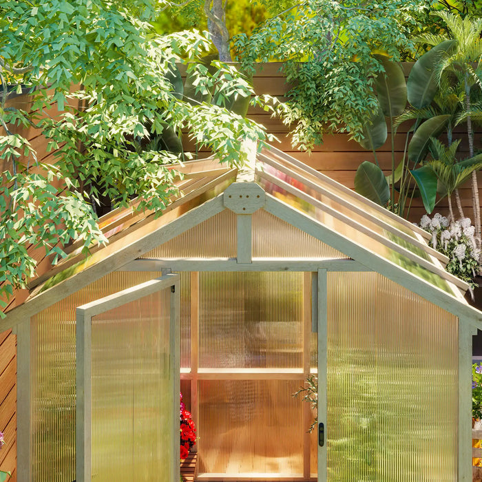 Walk-in Wooden Greenhouse with Lockable Door (6.6 x 6FT) - Little and Giant Explorers Outsunny