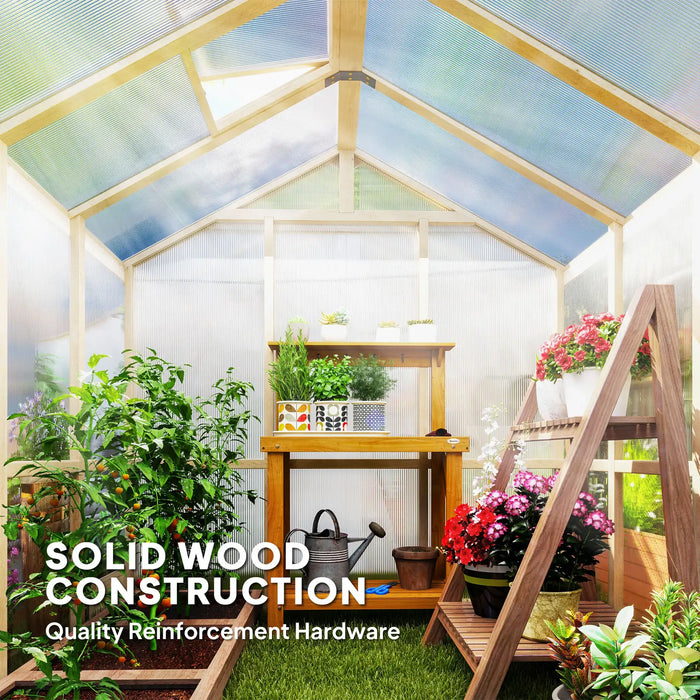 Walk-in Wooden Greenhouse with Lockable Door (6.6 x 6FT) - Little and Giant Explorers Outsunny