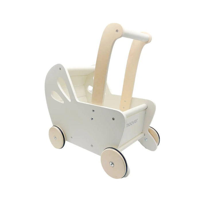 Wooden Pram – Off-White | Flat Packed Baby Walker - Rubber Tyre Wheels MOOVER - Little and Giant Explorers Moover