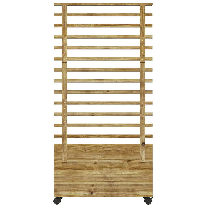 Wooden Raised Planter with Back Trellis in Natural Finish - Little and Giant Explorers Outsunny