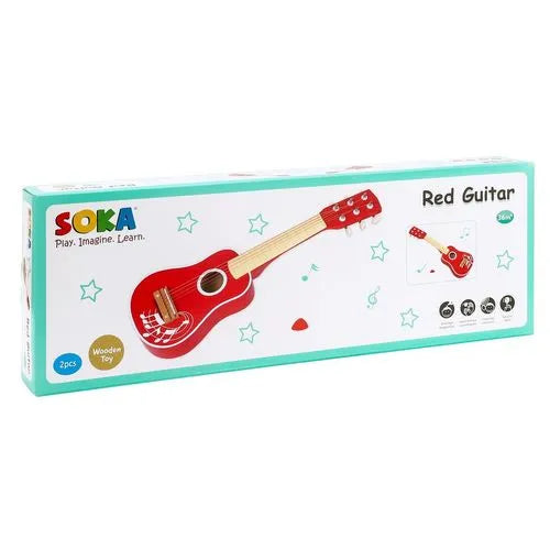 Wooden Red Guitar - Little and Giant Explorers SOKA Play Imagine Learn