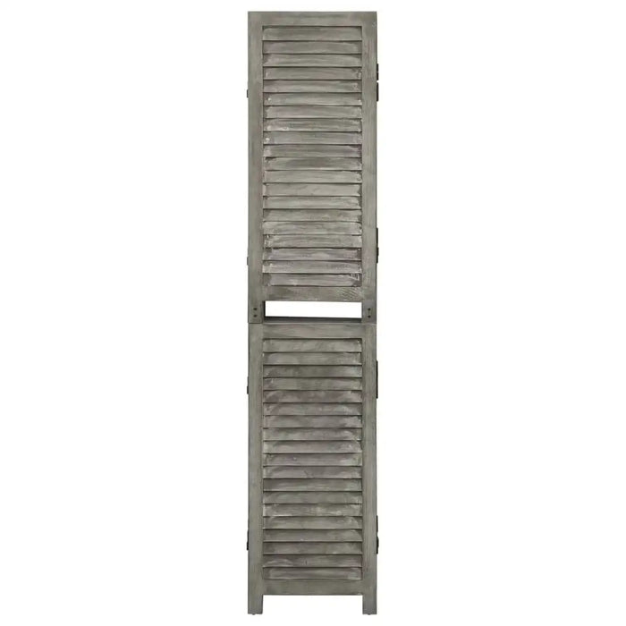 Wooden shutter with horizontal slats on a white background