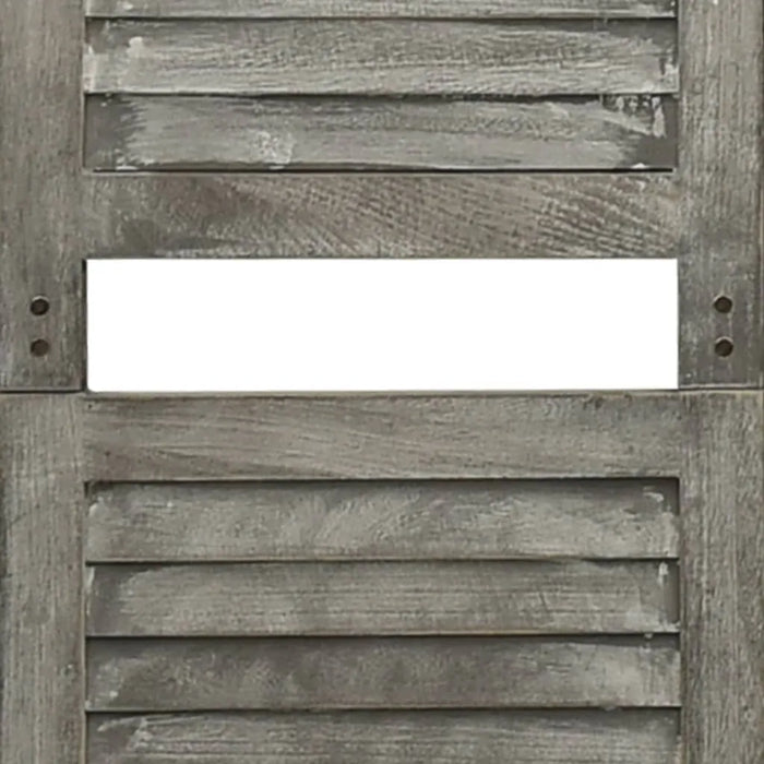 Close-up of a wooden shutter with horizontal slats