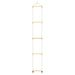 Wooden rope ladder with five solid wood rungs and PE rope, hanging vertically on white background