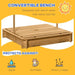 Wooden sandbox with convertible bench seats and closed lid, protects against water, animals, and debris.
