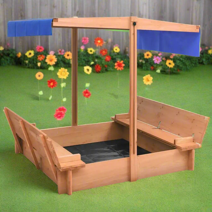 Sandbox with Roof in Firwood - Little and Giant Explorers vidaXL