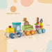 Wooden stackable train set with animal figures and colorful blocks, educational toy for kids