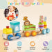 Wooden Stackable Train Set with Colourful Animal Toys - Little and Giant Explorers Costway