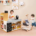Wooden Supermarket Playset with Shopping Cart | Cash Register and Blackboard COSTWAY - Little and Giant Explorers Costway
