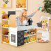 Wooden Supermarket Playset with Shopping Cart | Cash Register and Blackboard COSTWAY - Little and Giant Explorers Costway