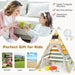 Wooden Montessori-inspired teepee tent for kids, with interactive features and play toys.