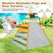 Wooden Montessori teepee tent with machine washable curtains and flags, set outdoors by pool.