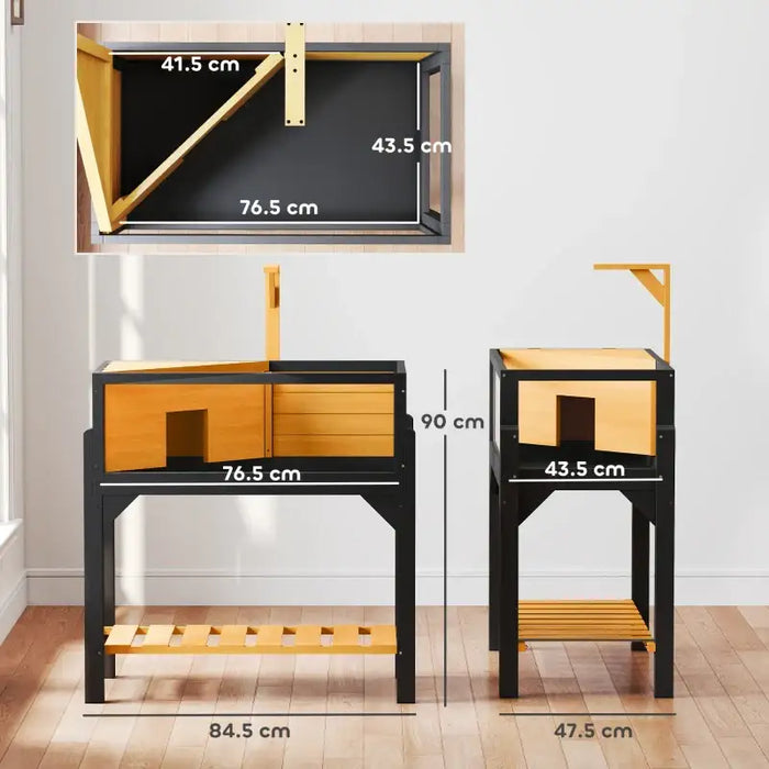 Wooden Tortoise Tank – Yellow | Two-Room Reptile Habitat with Basking Area PAWHUT - Little and Giant Explorers PawHut