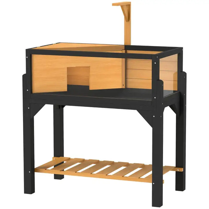 Wooden Tortoise Tank – Yellow | Two-Room Reptile Habitat with Basking Area PAWHUT - Little and Giant Explorers PawHut