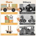 Wooden train set comparison with animal patterns and sturdy hook connection vs plastic toy