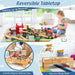 Wooden Train Table with 100-Piece Set | 2-in-1 Activity Table COSTWAY - Little and Giant Explorers Costway