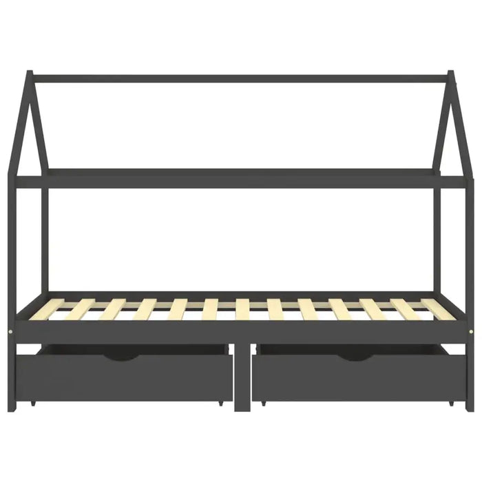 Kids Bed Frame with Drawers in Dark Grey and Solid Pine Wood (90 x 200cm) - Little and Giant Explorers vidaXL