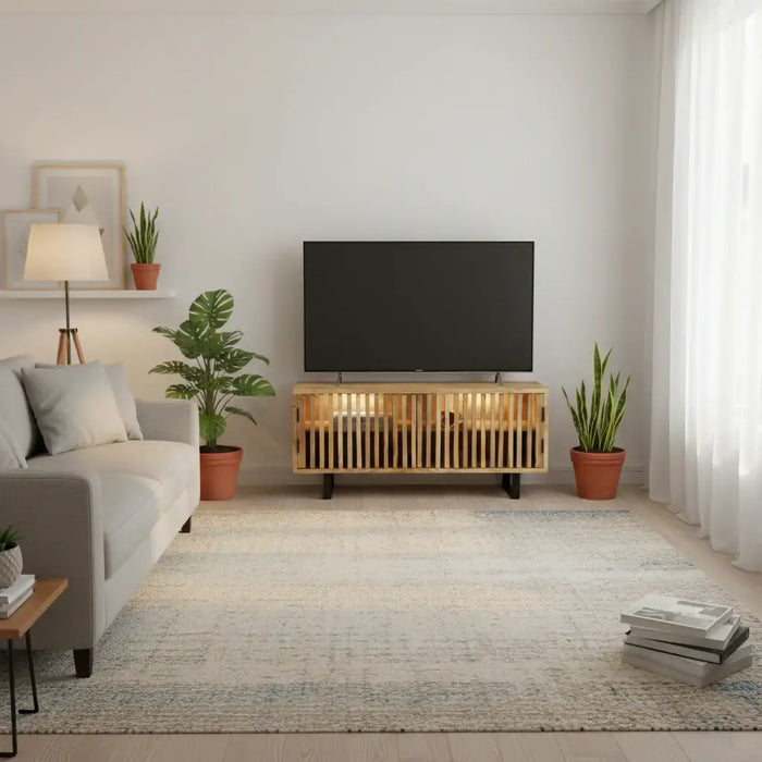 Wooden TV Cabinet – Solid Mango Wood | Media Unit with Two Doors VIDAXL