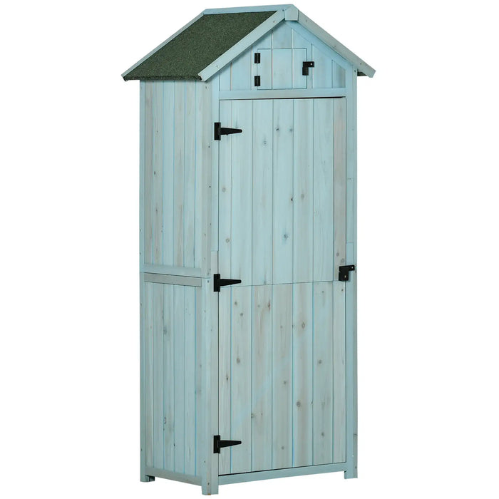 Wooden Garden Shed with 3 Shelves in Blue - Little and Giant Explorers Outsunny