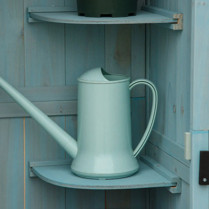 Wooden Garden Shed with 3 Shelves in Blue - Little and Giant Explorers Outsunny