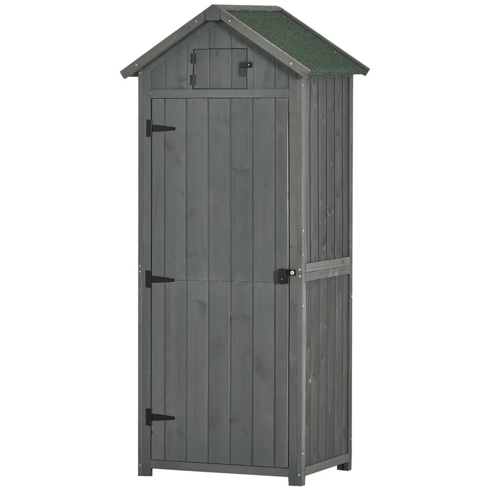 Wooden Garden Shed with Lockable Door in Grey - Little and Giant Explorers Outsunny