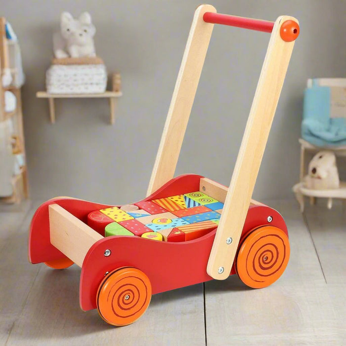 Wooden Walkie Walker With Wooden Building Blocks - Little and Giant Explorers SOKA Play Imagine Learn