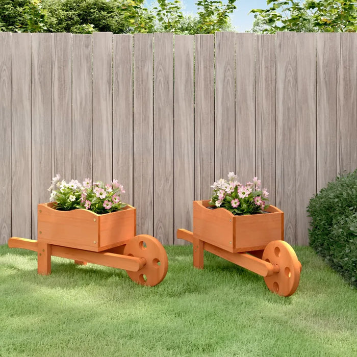 Wheelbarrow Planters 2 pcs 47x15x19 cm Solid Wood Fir - Little and Giant Explorers vidaXL