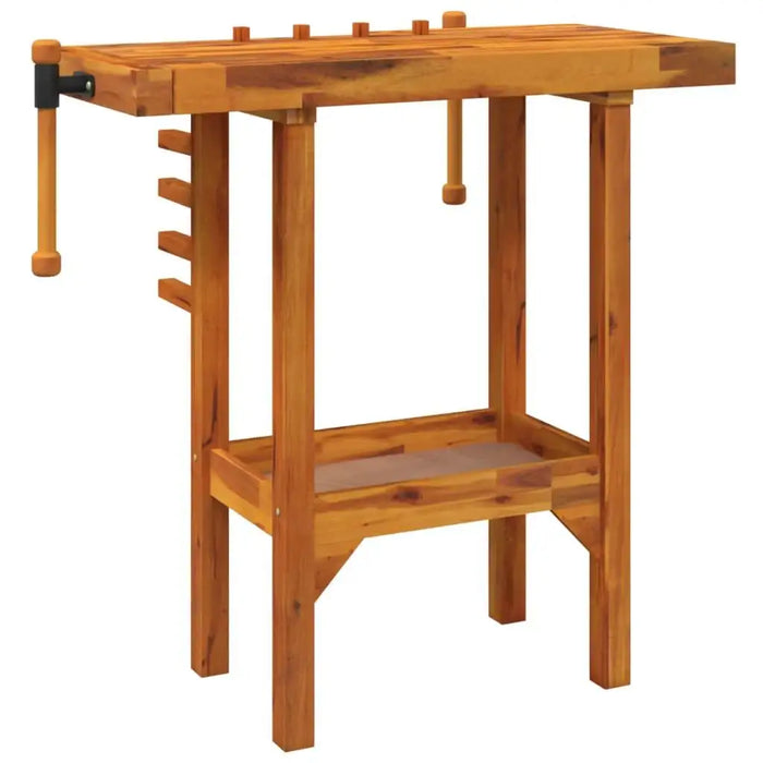 Workbench with Vices in Solid Wood Acacia (92 x 48 x 83cm) - Little and Giant Explorers vidaXL