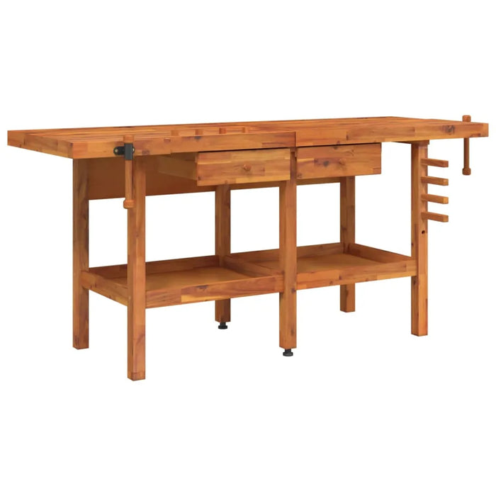 Workbench with Drawers and Vices in Solid Wood Acacia (192 x 62 x 83cm) - Little and Giant Explorers vidaXL