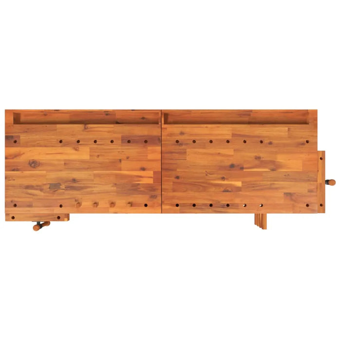 Workbench with Drawers and Vices in Solid Wood Acacia (192 x 62 x 83cm) - Little and Giant Explorers vidaXL