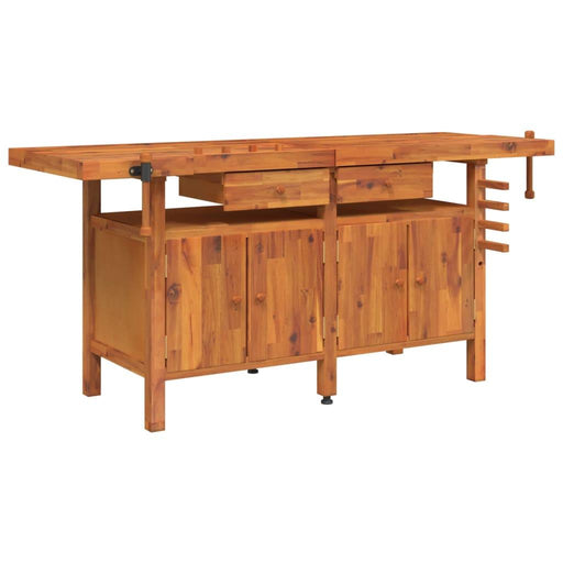 Workbench with Drawers and Vices in Solid Wood Acacia - Little and Giant Explorers vidaXL