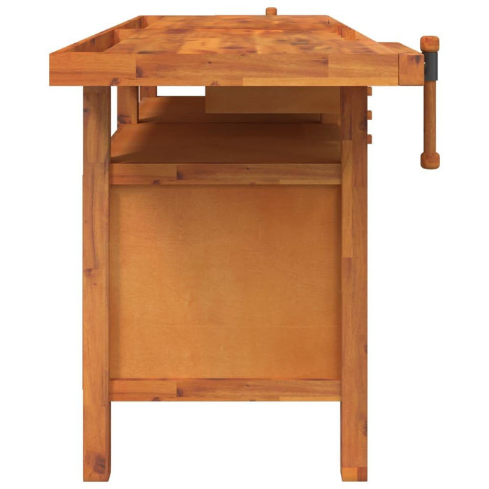 Workbench with Drawers and Vices in Solid Wood Acacia - Little and Giant Explorers vidaXL