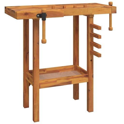 Workbench with Vices in Solid Wood Acacia (92 x 48 x 83cm) - Little and Giant Explorers vidaXL