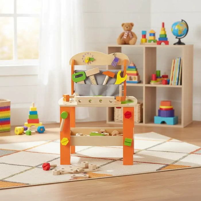World Tool Bench - Complete Kids Carpentry Set | Roleplay Learning for Ages 3+ CLASSIC WORLD - Little and Giant Explorers Classic World