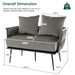 Woven Loveseat Sofa – Grey Dutch Velvet | Woven Back and Armrests - Metal Legs COSTWAY - Little and Giant Explorers