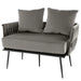 Woven Loveseat Sofa – Grey Dutch Velvet | Woven Back and Armrests - Metal Legs COSTWAY - Little and Giant Explorers