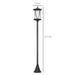 Black outdoor solar garden lamp post with dimensions 127 cm height and 17 cm lantern width