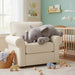 Plush elephant toy lying on an armchair in a plush playroom