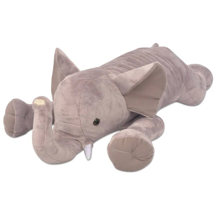 Plush elephant toy on a white background