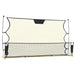 Yellow and black football rebounder net dual surface training system, freestanding.